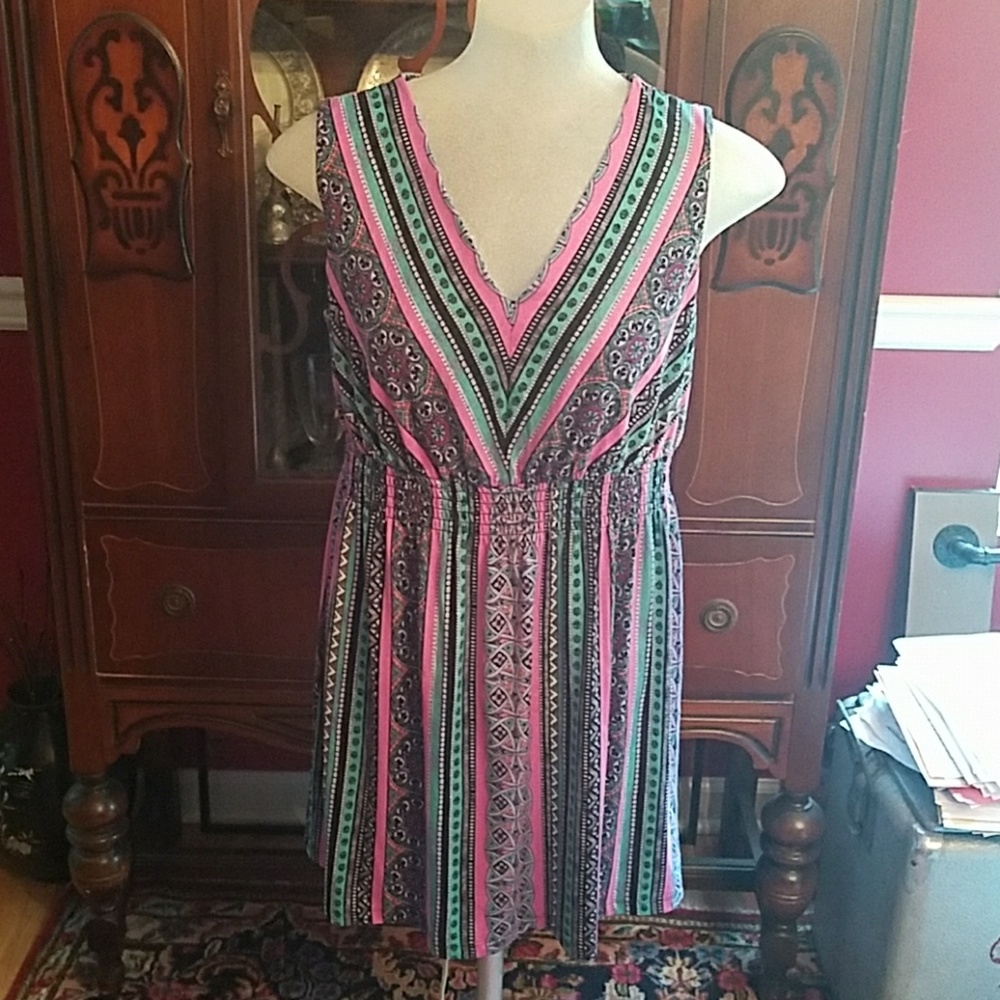 Soma Loungewear Elastic Waist Tunic Pink Multi M